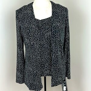 Vintage Alex Evenings Jacket Set Small Black Silver Embellished Top 2 Pc NWT